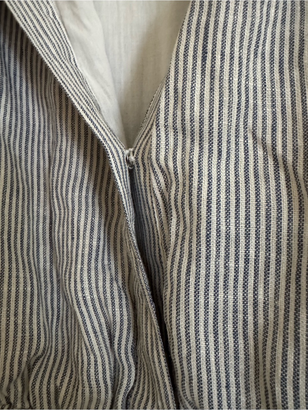 Quince - 100% European Linen Tiered Maxi Dress, Blue Pinstripe - Picture 2 of 9